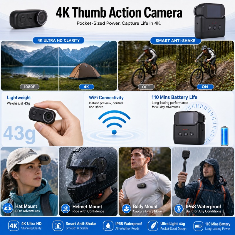 Kamera Aksi APEX 4K Mini POV M - Underwater Fishing Camera 4K ulasan dan harga