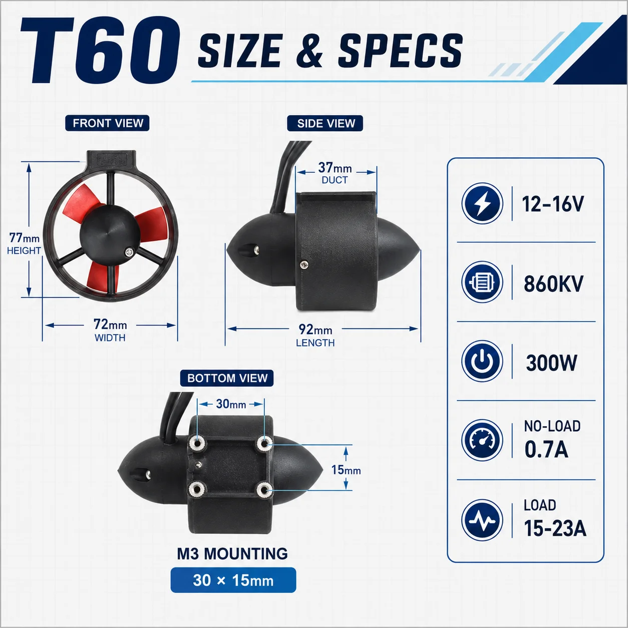 Motor Tanpa Sikat 860KV 300W u - Rov Underwater Robot Thruster ulasan dan harga